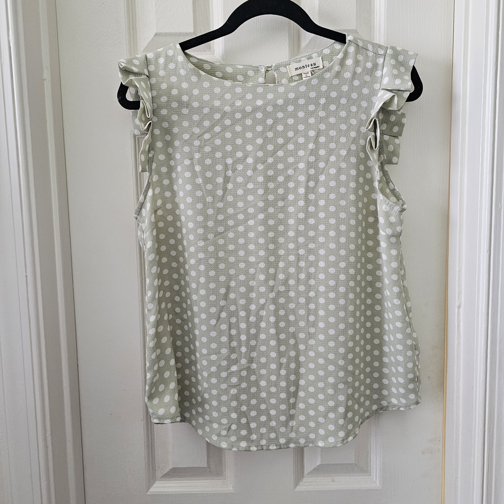 Monteau Green and White Blouse with Chic Style